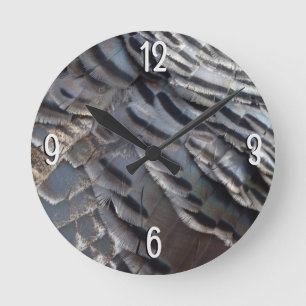 Horloge Ronde La Turquie sauvage plumes II Design Abstrait de la