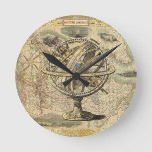 Horloge Ronde La vieille Amérique britannique Explorez la carte 