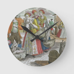 Horloge Ronde La volaille lancent sur le marché (la gravure