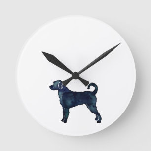 Horloge Ronde Labradoodle Chien race Silhouette Aquarelle noire