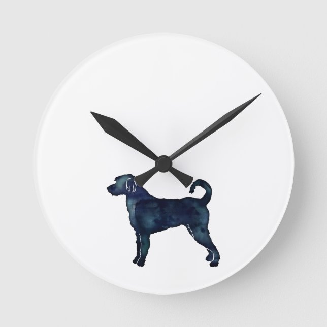 Horloge Ronde Labradoodle Chien race Silhouette Aquarelle noire (Recto)