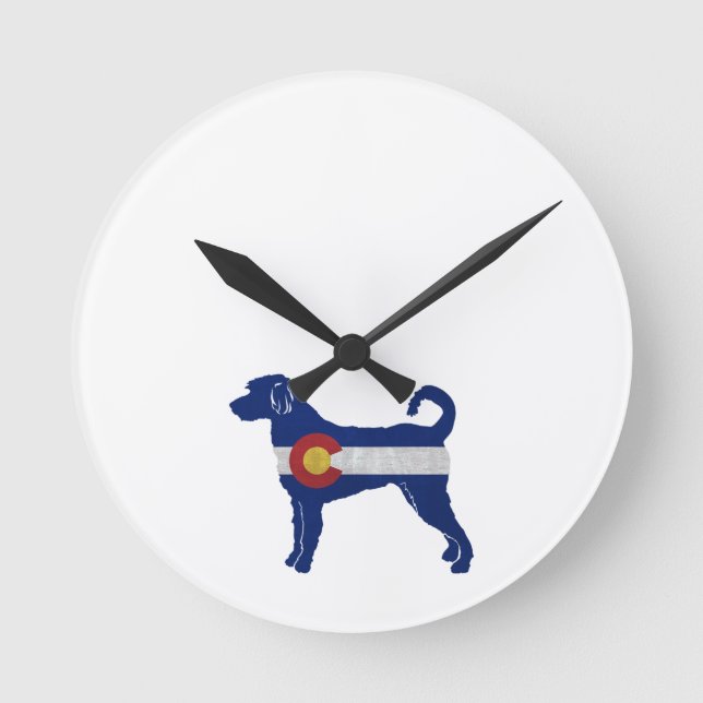 Horloge Ronde Labradoodle Chien race Silhouette Colorado Drapeau (Recto)