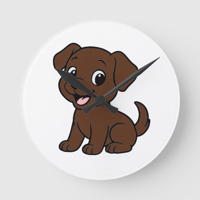 Horloge Ronde Labrador chocolat dessin animé (Recto)