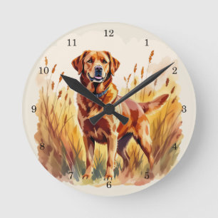 Horloge Ronde Labrador Retriever Chien Rouge Renard