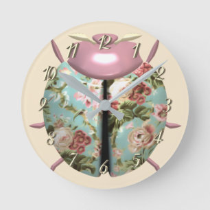 Horloge Ronde Ladybug rose floral victorien mignon