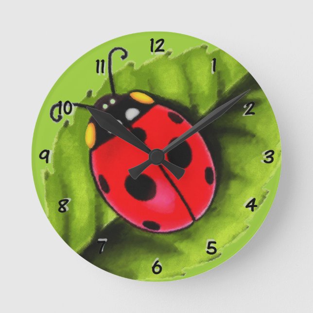 Horloge Ronde Ladybug sur la feuille (Recto)