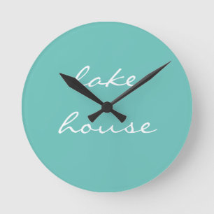 Horloge Ronde Lake House Turquoise Blue Aqua White Elegant Cool