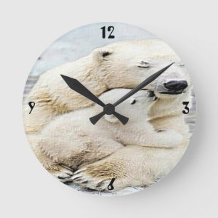 Horloge Ronde "L'amour de l'ours polaire"