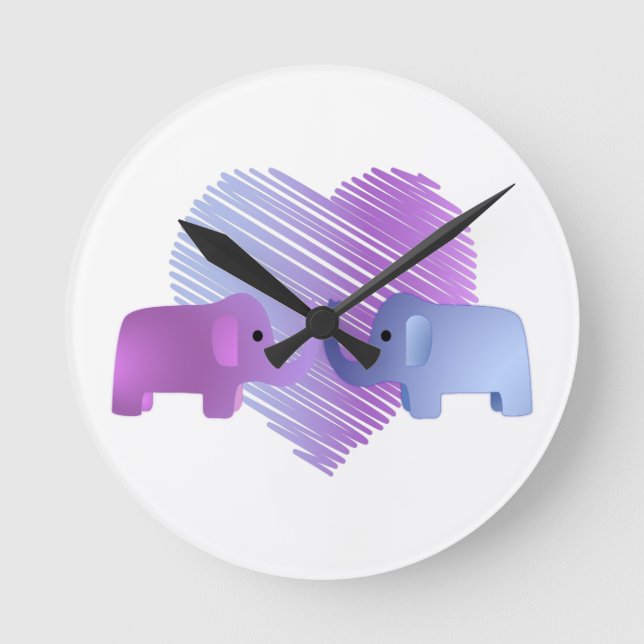 Horloge Ronde L'amour des éléphants (Recto)