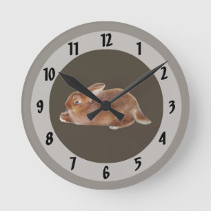 Horloge Ronde Lapin Brown