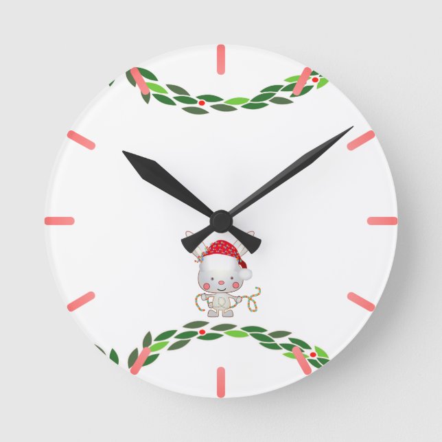 Horloge Ronde Lapin de Noël (Recto)