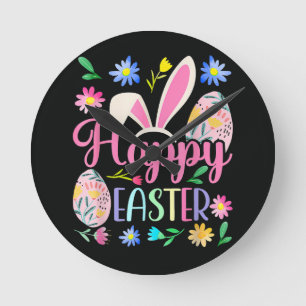 Horloge Ronde Lapin de Pâques drôle visage de lapin
