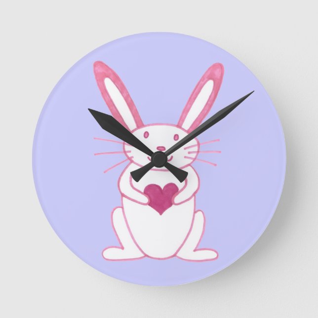 Horloge Ronde Lapin lapin avec coeur (Recto)