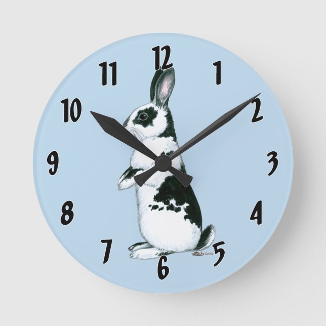 Horloge Ronde Lapin : noir et blanc (Recto)
