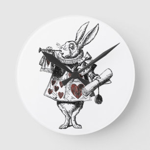Horloge Ronde Lapins blancs des coeurs - Alice au pays des