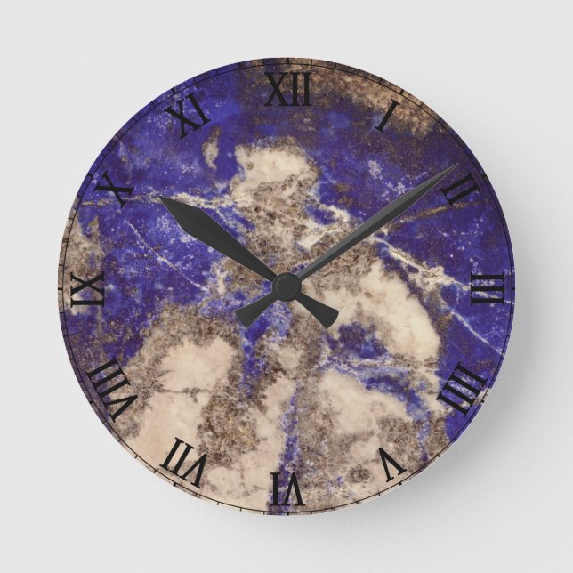 Horloge Ronde Lapis Abstrait Lazuli Granite Bleu (Recto)