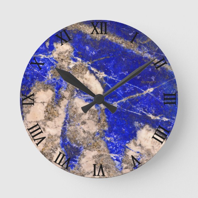 Horloge Ronde Lapis Abstrait Lazuli Granite Bleu (Recto)