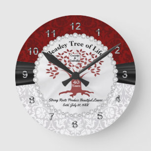 Horloge Ronde L'arbre de l'amour familial - 40e anniversaire