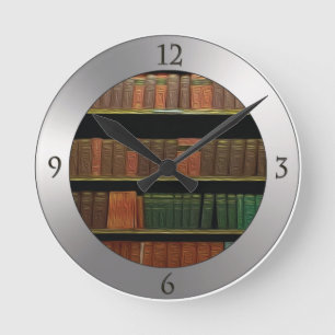 Horloge Ronde L'argent de l'amoureux des livres