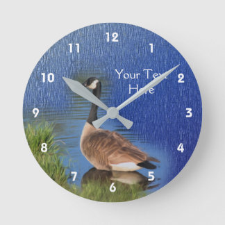 Horloge Ronde L'art de la nature des oies du Canada personnalisé