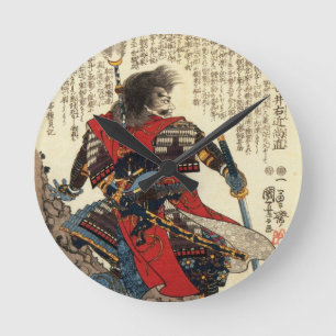 Horloge Ronde L'art du guerrier oriental classique Cool japonais