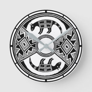 Horloge Ronde L'art du Sud-Ouest Loups Mimbres antiques poteries