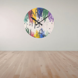 Horloge Ronde L'ART EST LA VIE expressions colorées enfants exc