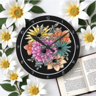 Horloge Ronde L'art Floral Le Seigneur Se Tiendra Avec Vous