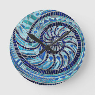 Horloge Ronde L'art mosaïque de Nautilus Shell