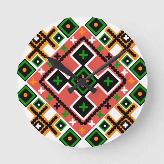 Horloge Ronde L'art populaire ukrainien inspiré (Recto)