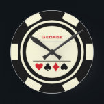 Horloge Ronde Las Vegas Casino Black Off White Poker Chip<br><div class="desc">Cette horloge blanche et noire de style de puce de poker ferait un cadeau fantastique pour vous-même ou pour la personne aimante du casino dans votre vie. Imaginez cela dans leur grotte ! Personnalisez le design avec un nom.</div>