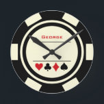 Horloge Ronde Las Vegas Casino Black Off White Poker Chip<br><div class="desc">Cette horloge blanche et noire de style de puce de poker ferait un cadeau fantastique pour vous-même ou pour la personne aimante du casino dans votre vie. Imaginez cela dans leur grotte ! Personnalisez le design avec un nom.</div>