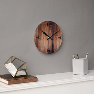Horloge Ronde L'aspect bois réel 24h/24