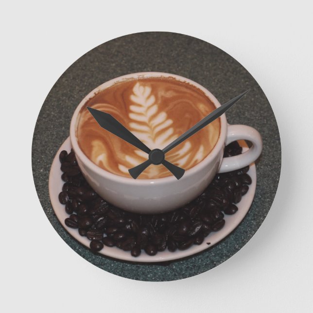 Horloge Ronde Latte Art and Coffee Beans (Recto)