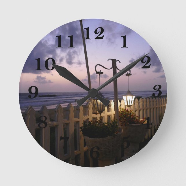 Horloge Ronde L'aube sur la plage (Recto)