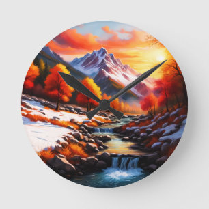 Horloge Ronde L'automne devient hiver