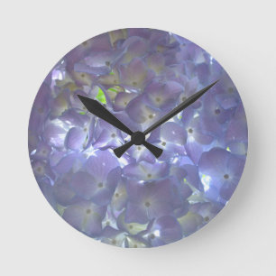 Horloge Ronde Lavande clair violet floral Hydrangeas
