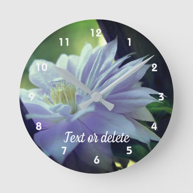 Horloge Ronde Lavande Clematis Fleur Nichée Dans Trellis (Recto)