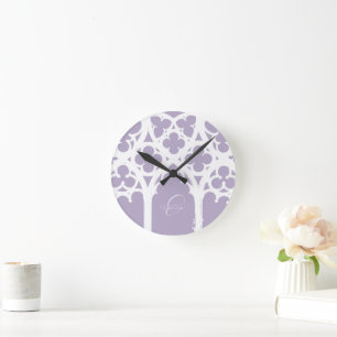 Horloge Ronde Lavande de calligraphie de fenêtre gothique minima