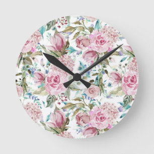 Horloge Ronde Lavande turquoise rose chic de pays vintage