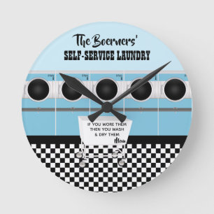 Horloge Ronde Lave-Linge En Libre-Service Rétro Ils Font Le Trav