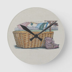 Horloge Ronde Lave-linge Sur Clothesline