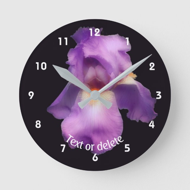 Horloge Ronde Lavender Bearded Iris Flower Personalized   (Recto)