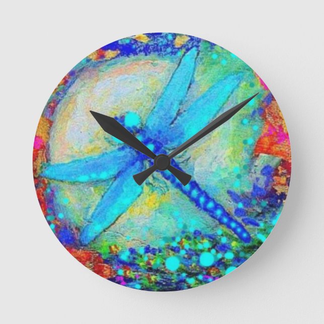 Horloge Ronde L'Awesome Blue Dragonfly (Recto)