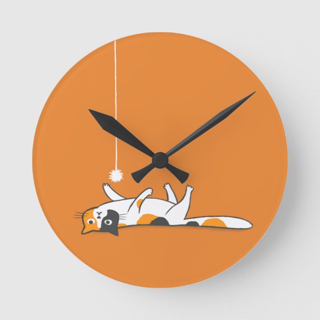 Horloge Ronde Lazy Calico Cat | Cute Kitty Cat Lover's (Recto)