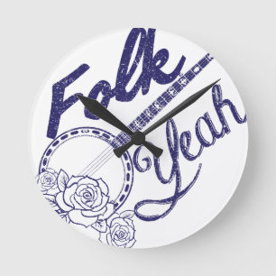 Horloge Ronde Le banjo drôle de musique de gens de Wellcoda