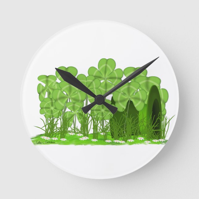 Horloge Ronde Le chapeau le plus haut de Leprechaun couché dans  (Recto)
