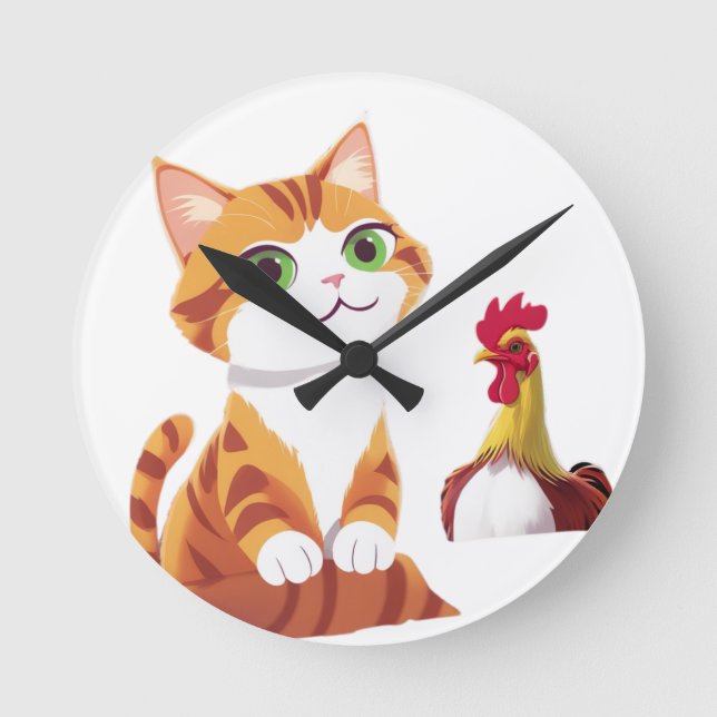 Horloge Ronde Le chat et le poulet (Recto)
