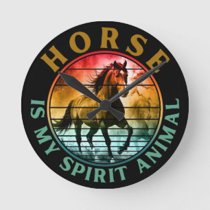 Horloge Ronde Le cheval est mon animal spirituel