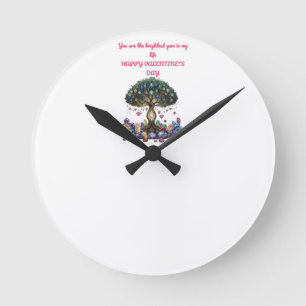 Horloge Ronde Le Cœur de l'Arbre de Gemmes : Un Saint-Valentin R